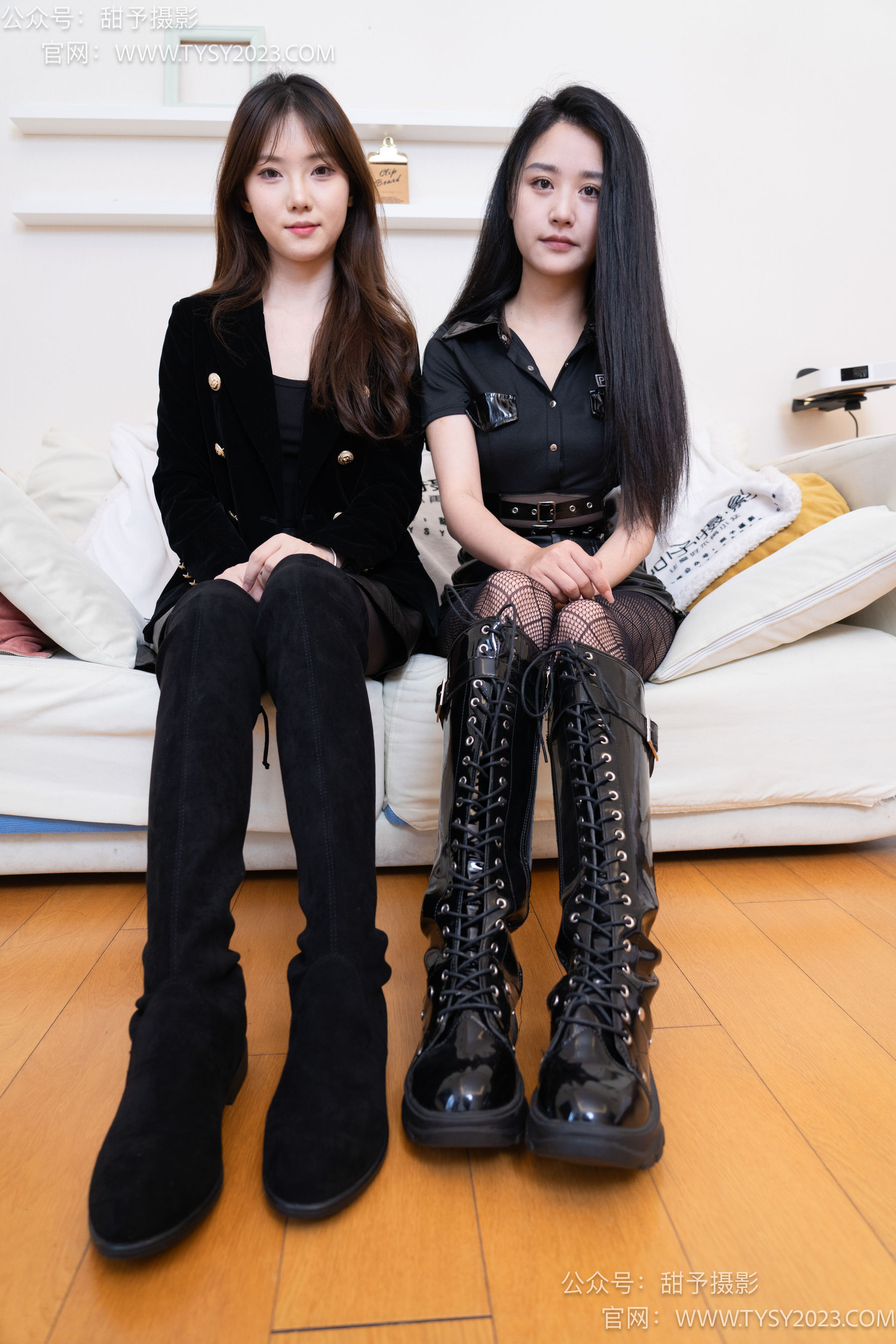 甜予摄影 No.071 璇璇&澜澜 - 长靴、黑丝、渔网袜、裸足、互相撕破丝袜剧情