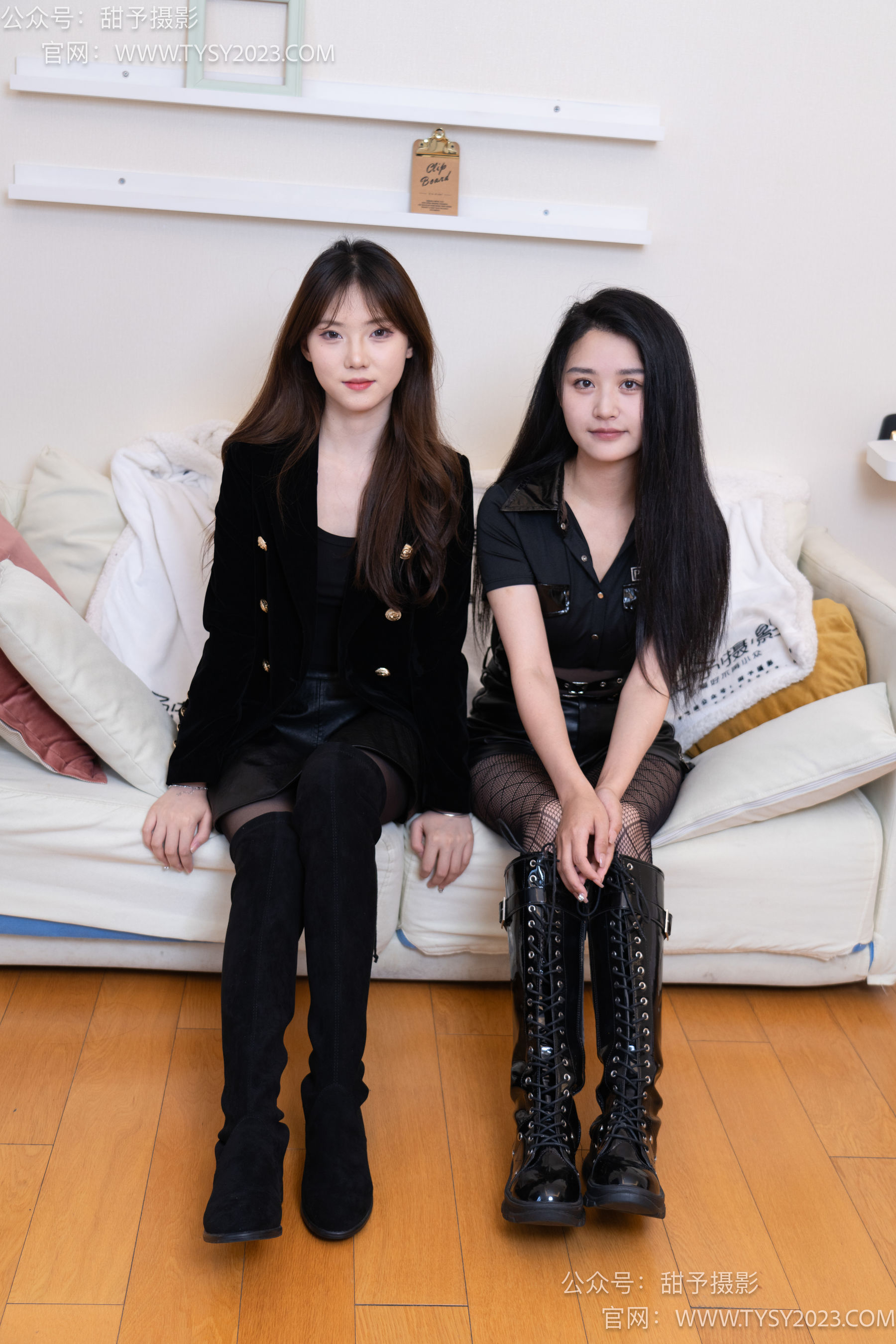 甜予摄影 No.071 璇璇&澜澜 - 长靴、黑丝、渔网袜、裸足、互相撕破丝袜剧情