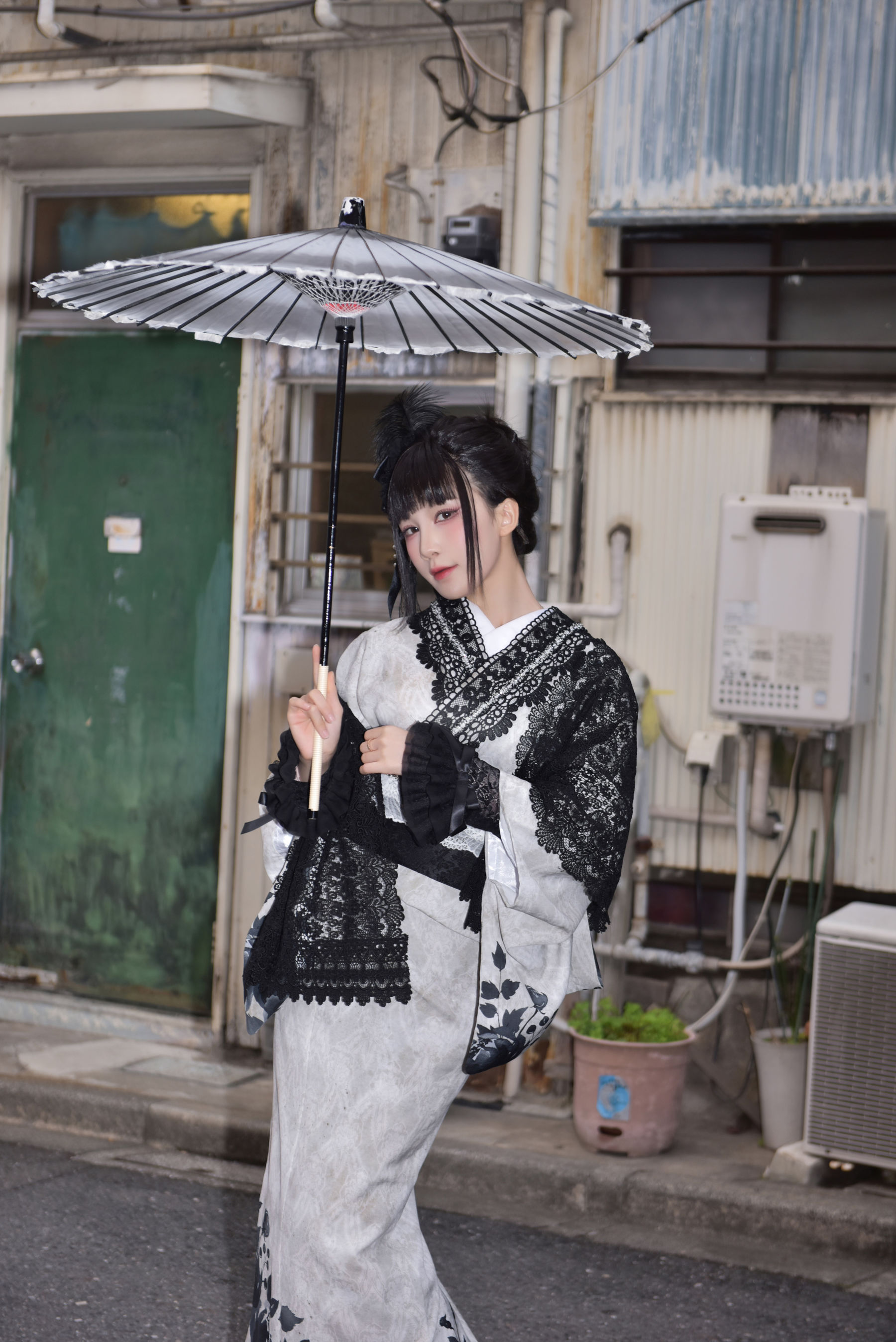 动漫博主 水淼aqua - Black Lace Kimono&Lingerie