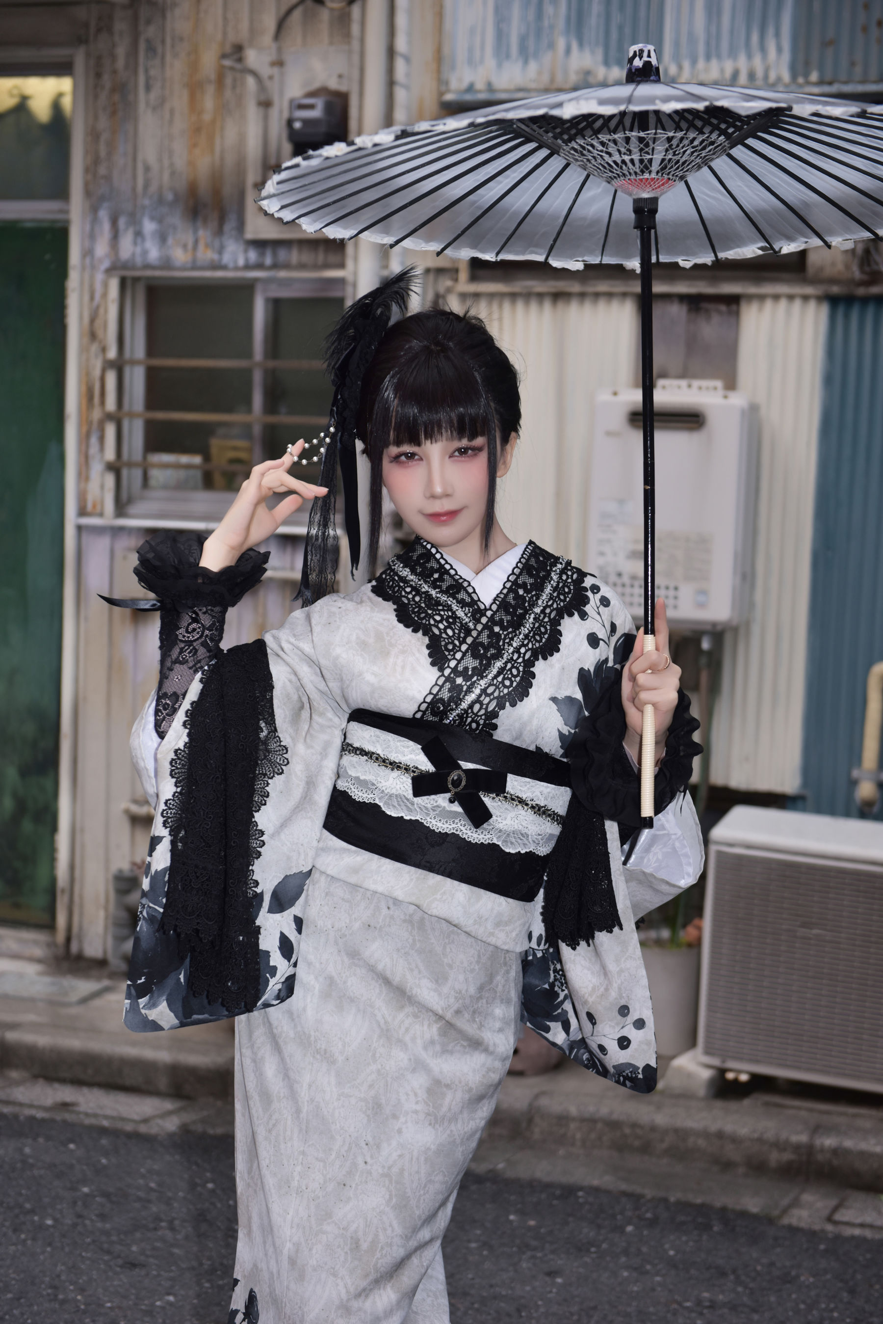 动漫博主 水淼aqua - Black Lace Kimono&Lingerie