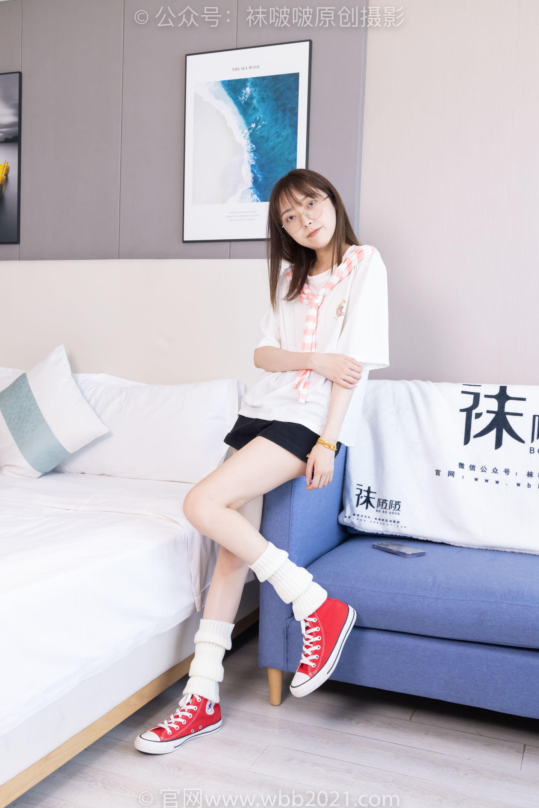 BoBoSocks袜啵啵 No.527 稚予 - 帆布鞋、堆堆袜套、白棉袜