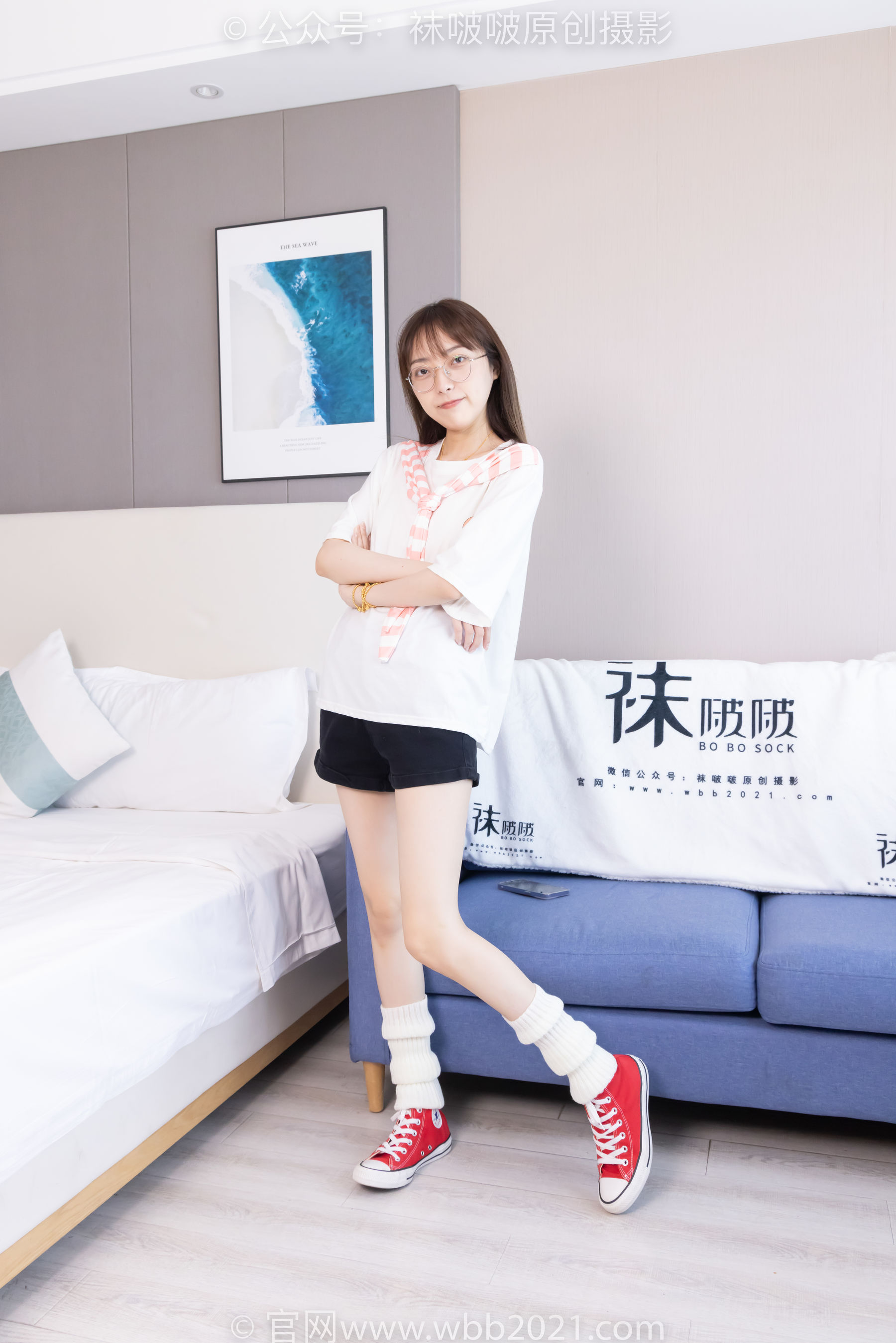 BoBoSocks袜啵啵 No.527 稚予 - 帆布鞋、堆堆袜套、白棉袜