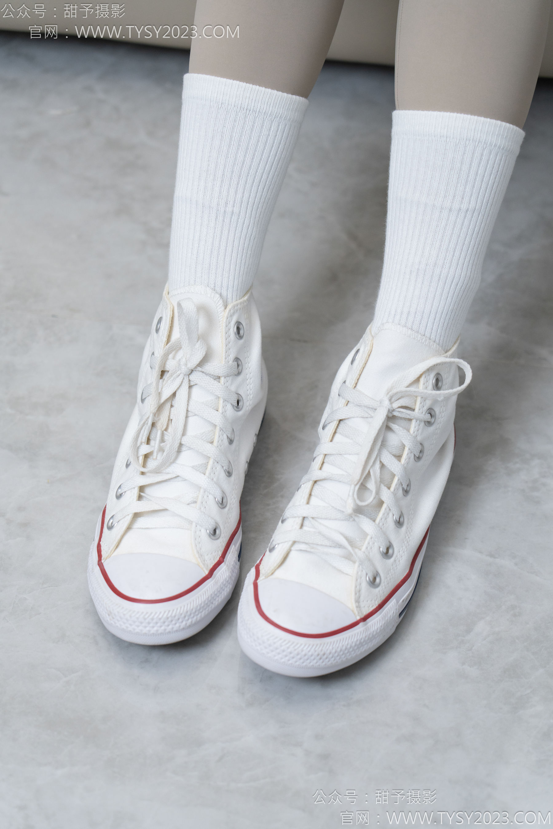 甜予摄影 No.157 澜澜&咖啡豆 - 帆布鞋、板鞋、白棉袜、薄黑丝、薄肉丝