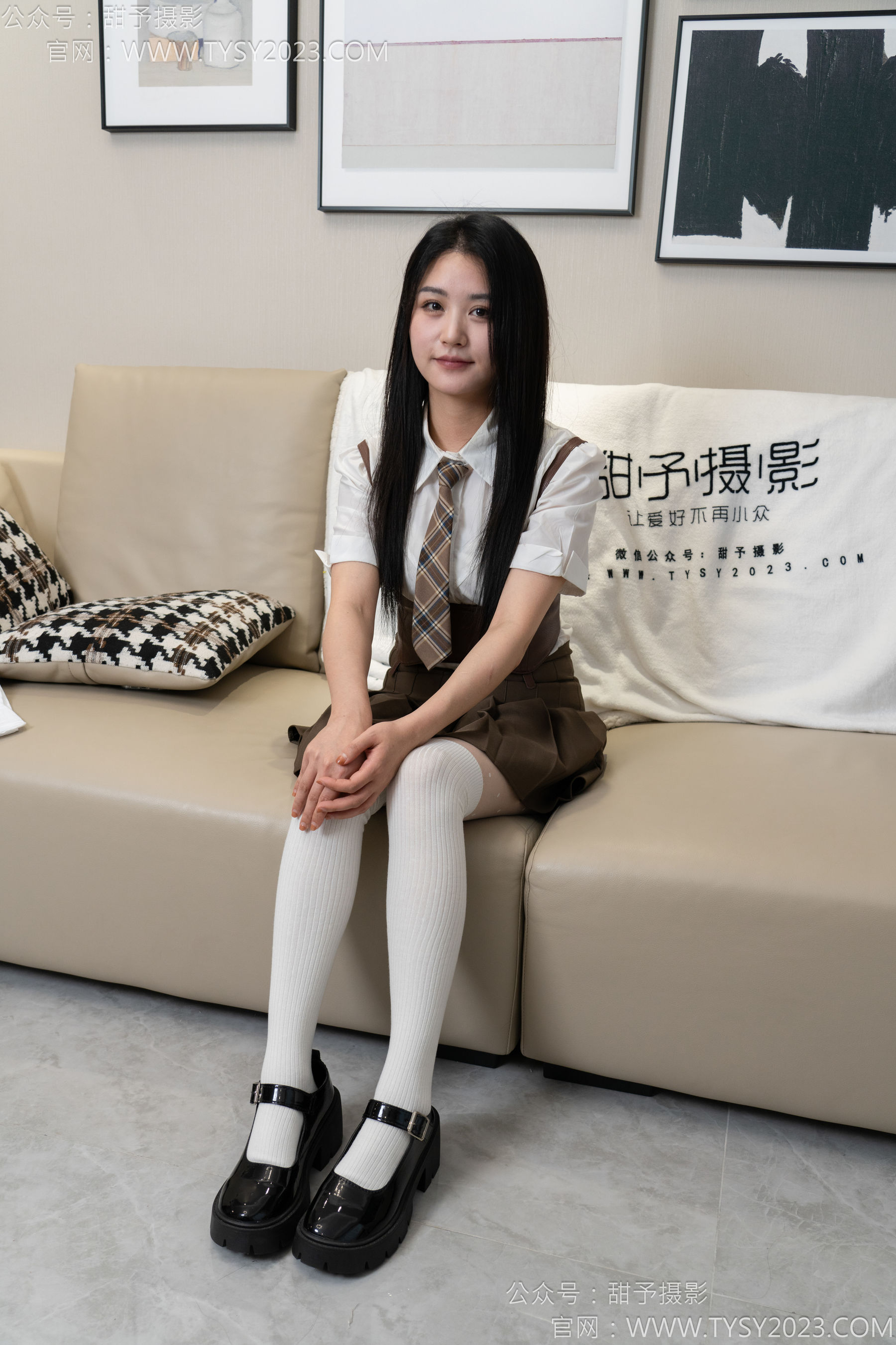 甜予摄影 No.150 澜澜 - 皮鞋、大腿袜、小腿袜、波点白丝袜