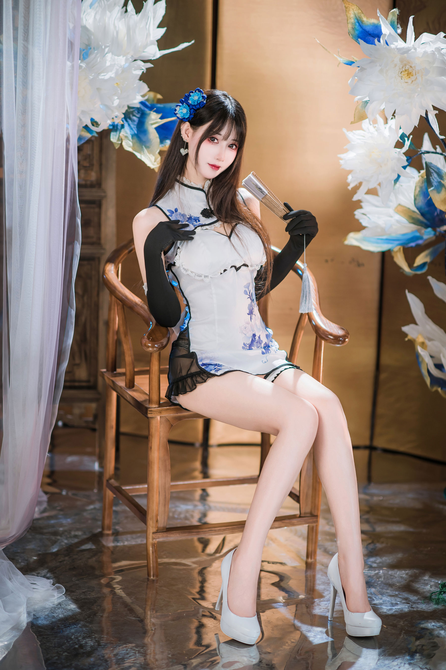 羽生三未 图集 - 瓶儿 青花瓷旗袍