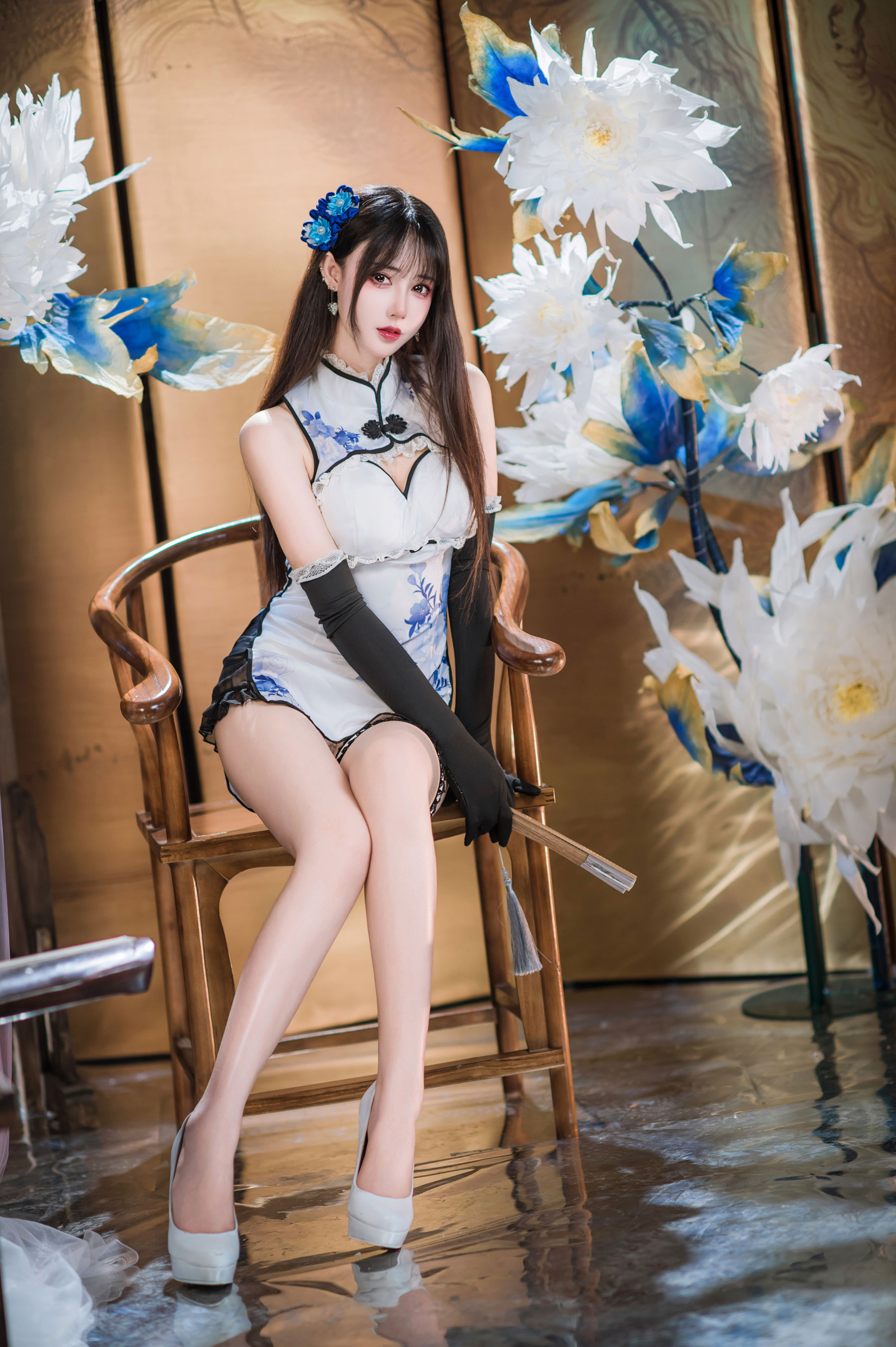 羽生三未 图集 - 瓶儿 青花瓷旗袍