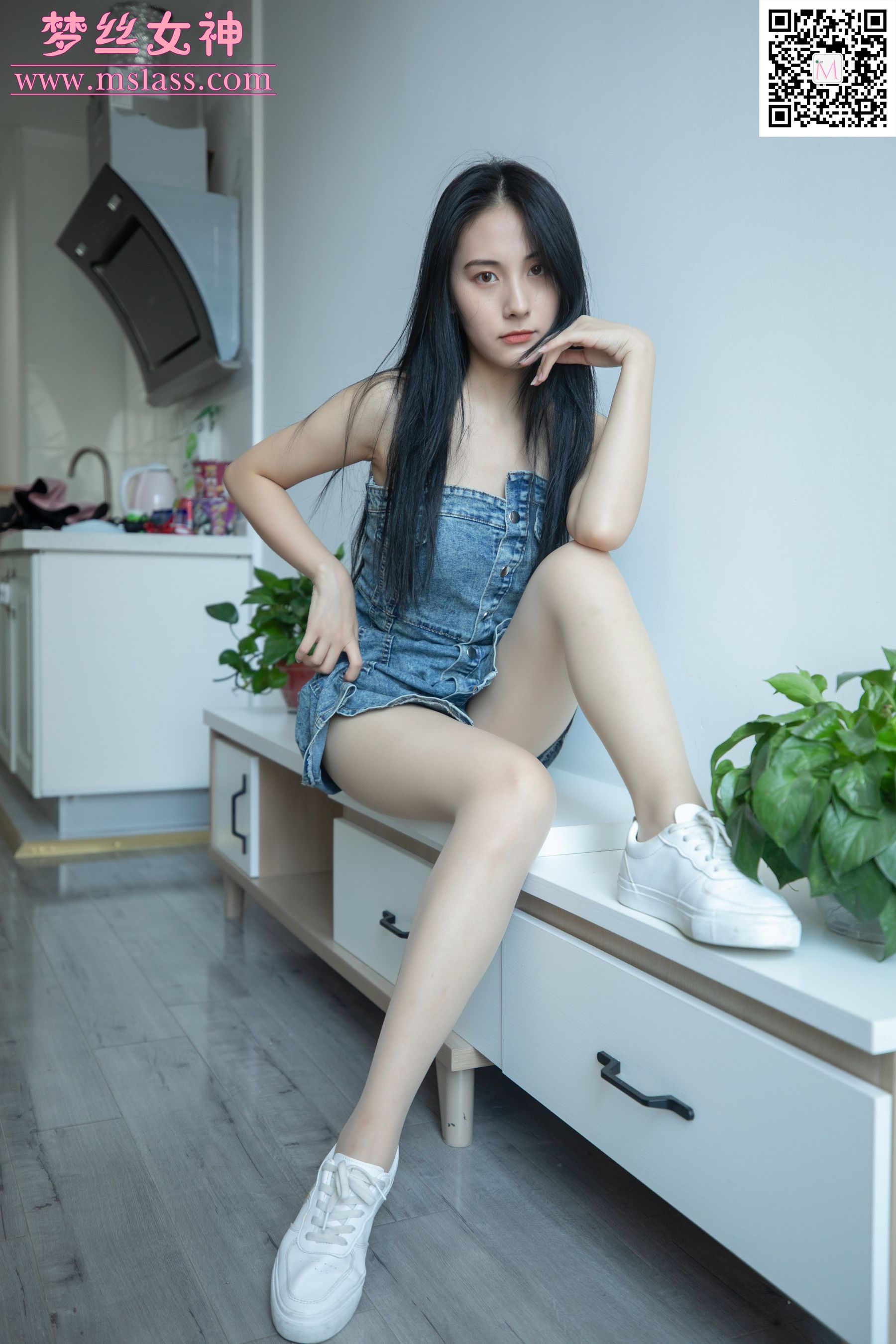 [梦丝女神MSLASS]  小允儿 牛仔连衣裙